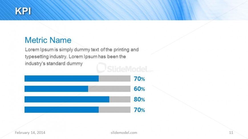 Simple KPI (Key Performance Indicator) slide design for PowerPoint can help you to present a single metric and its performance in a PowerPoint presentation.