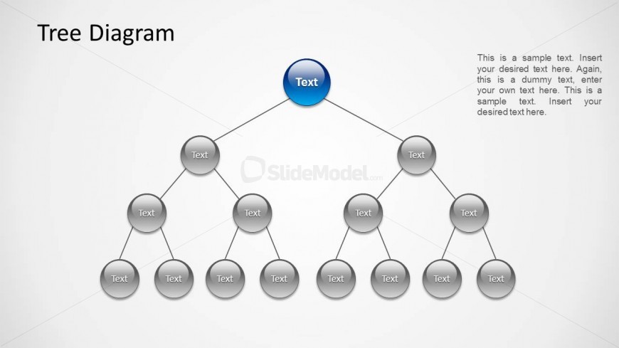 This is a Tree Diagram design for PowerPoint with four diagram levels and branches.