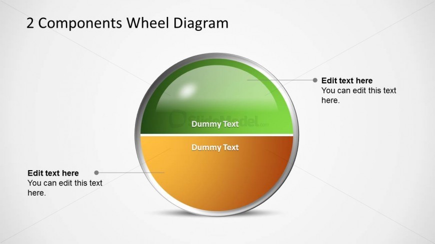 2 Components Wheel Diagram for PowerPoint presentations.