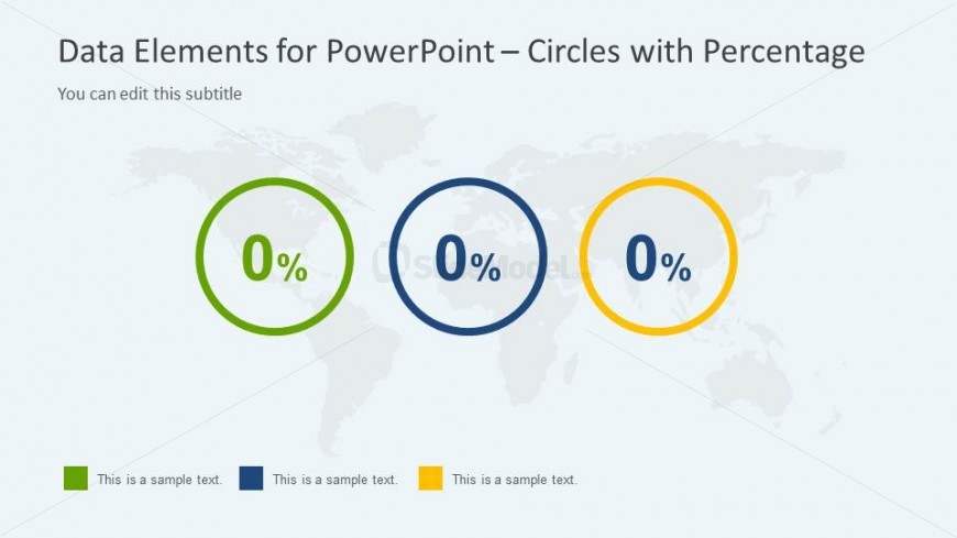 3 KPI Indicators over a World Map for PowerPoint