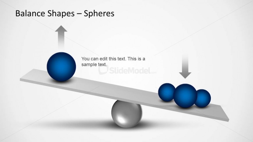 Balance Shapes for PowerPoint with Spheres in the Slide Design contains a balance illustration with four spheres. One big sphere is shown on the left side and three smaller 3D spheres on the right side. You can use this slide design to prepare presentations showing ideas or concepts with different weights when making a business […]