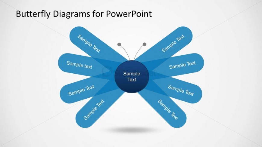 Butterfly diagram design with wings for PowerPoint presentations.